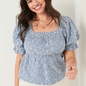 - Old Navy Womens Embroidered Smocked square neck Puff Sleeve Babydoll siz…